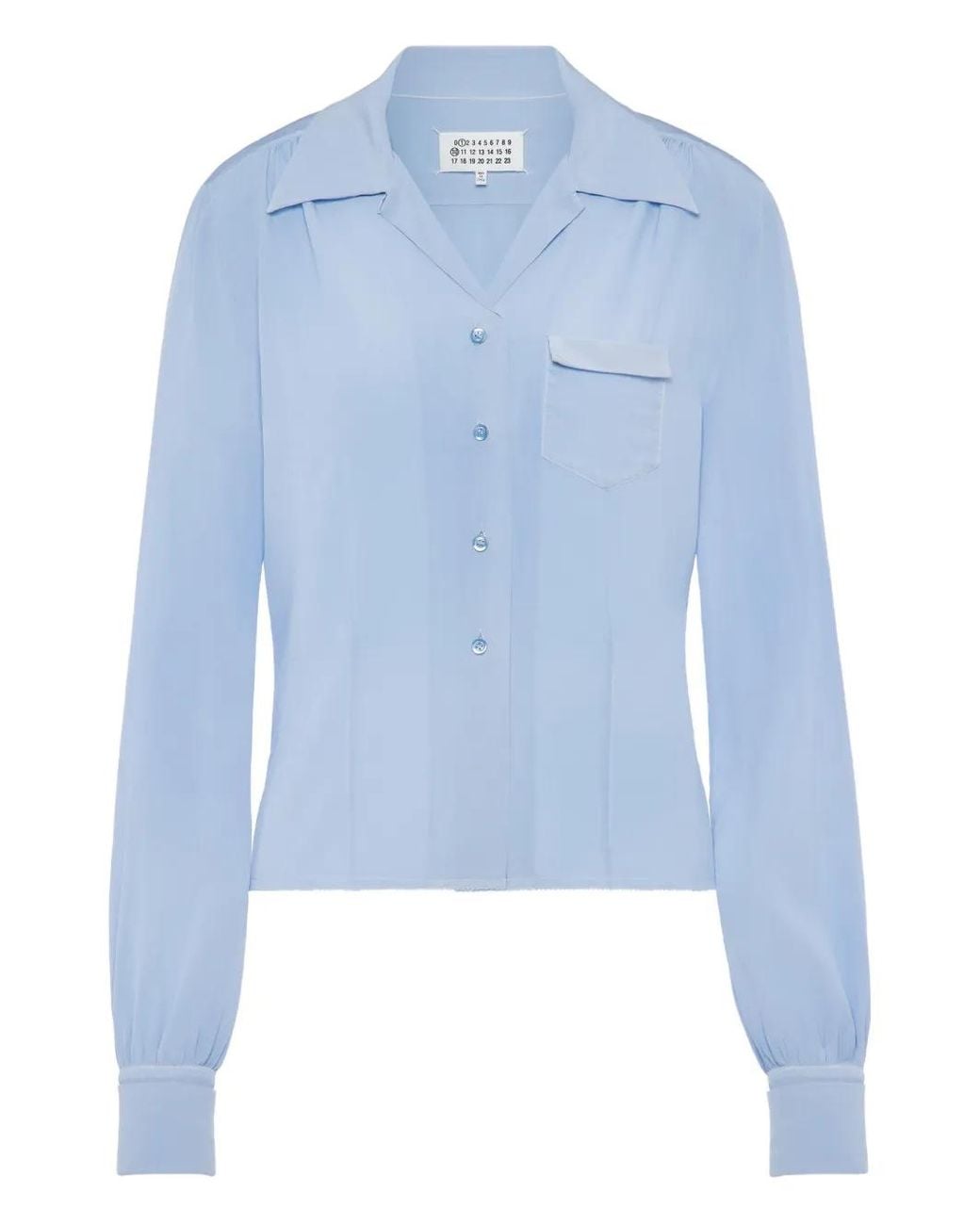 Maison Margiela Blue Long-Sleeved Silk Shirt