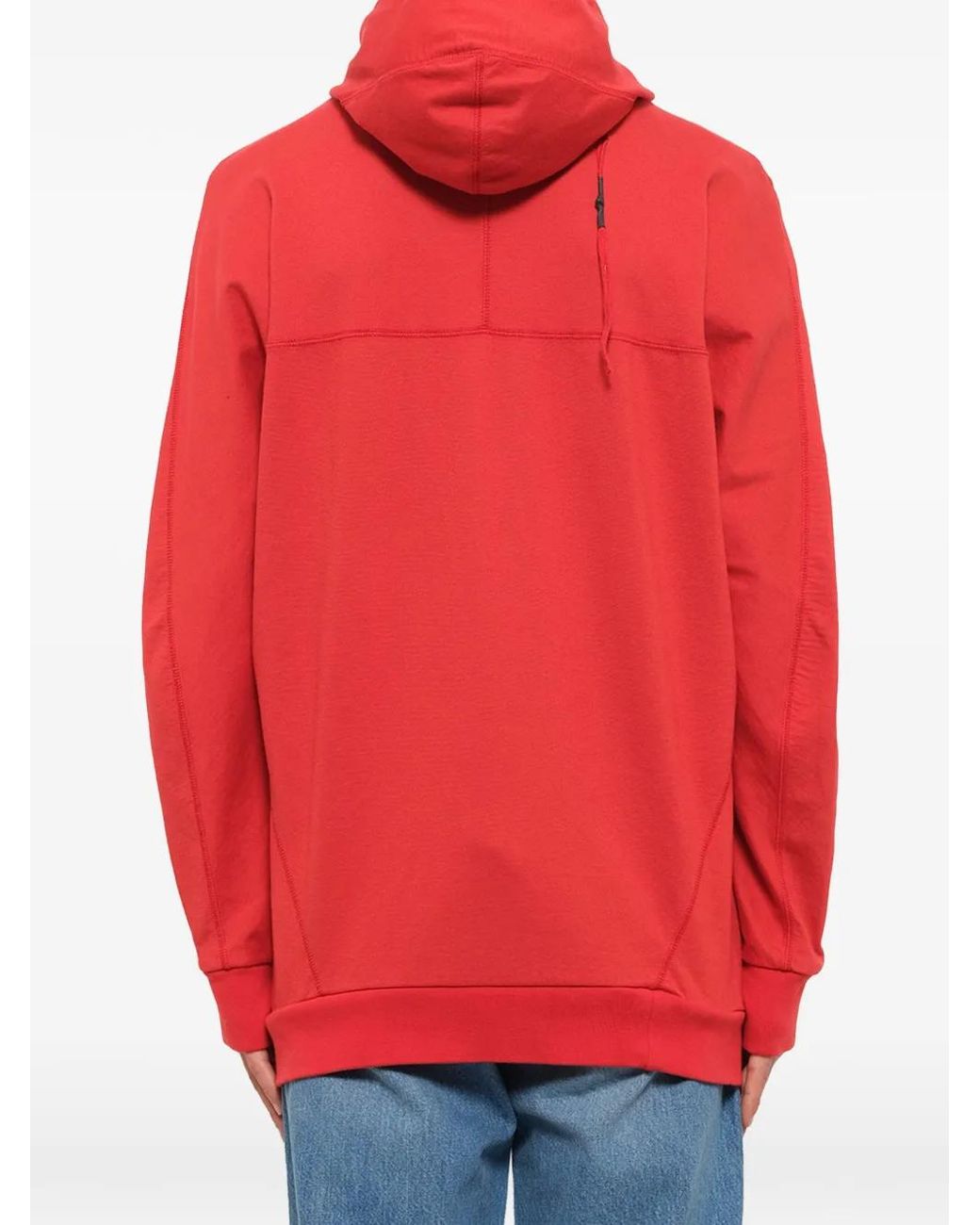 Boris Bidjan Saberi 11 Red Hoodie À Effet D'Épaules Descendues for men