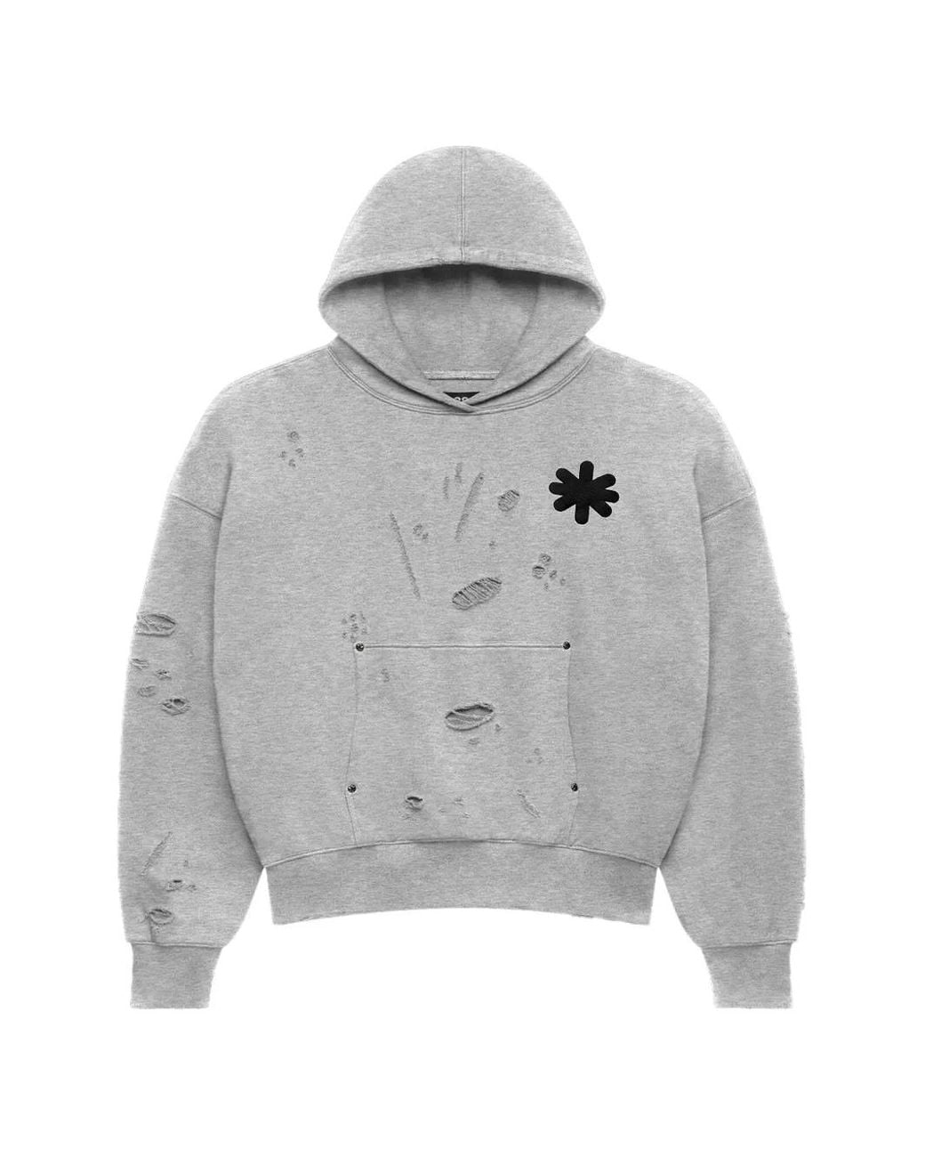 LOSTSHDWS Gray Distressed Logo-Print Hoodie for men