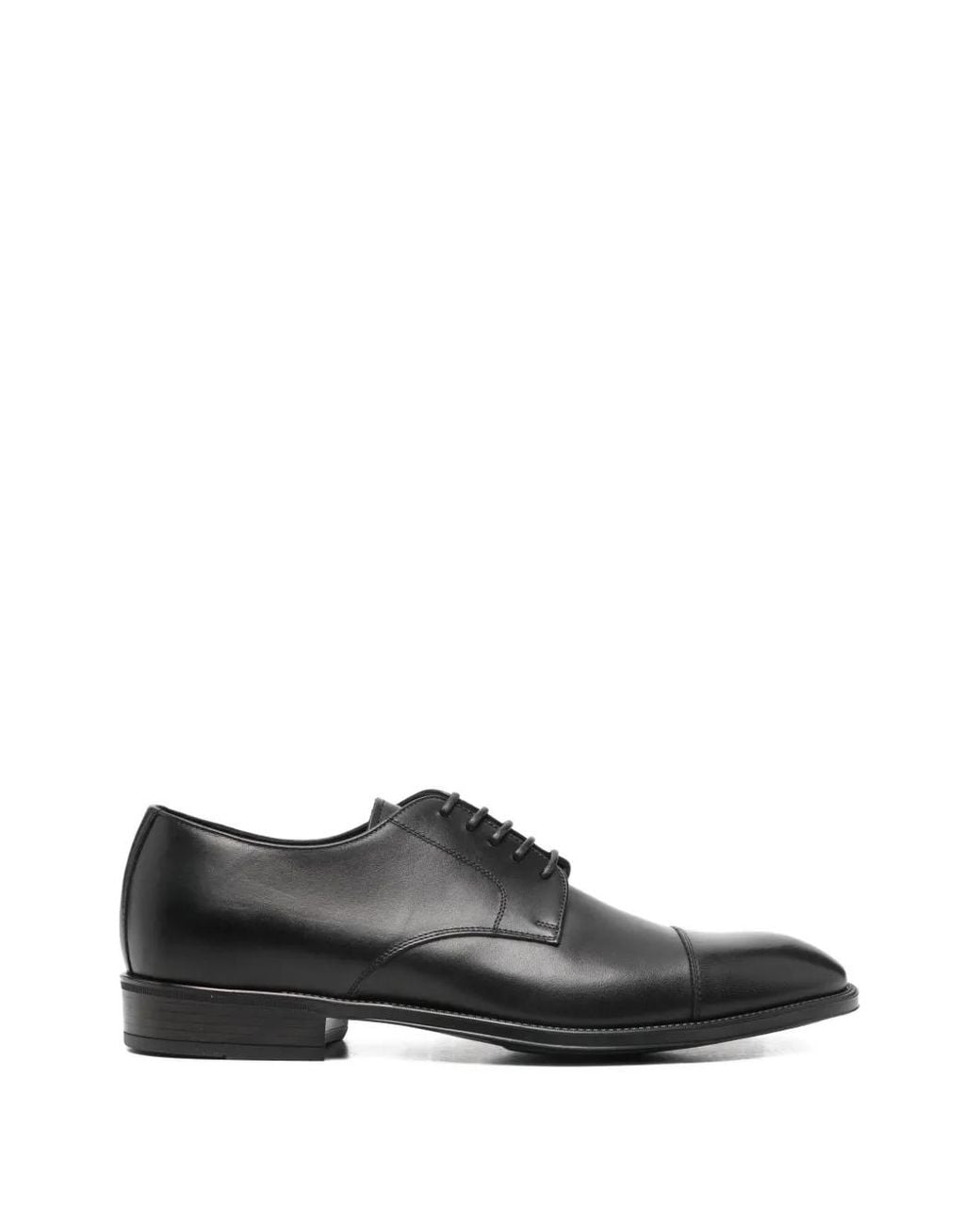 Derby Stringate Con Punta A Contrasto di Canali in Black da Uomo