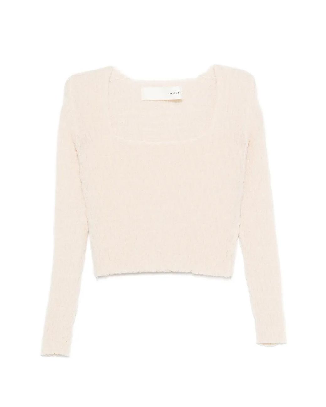 Isabel Benenato White Textured-Finish Cropped Sweater