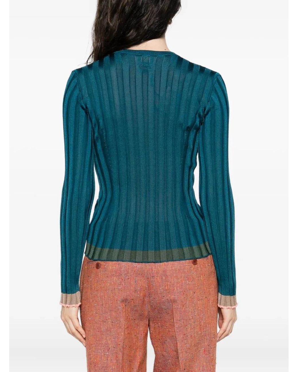 Etro Blue Gerippter Pullover