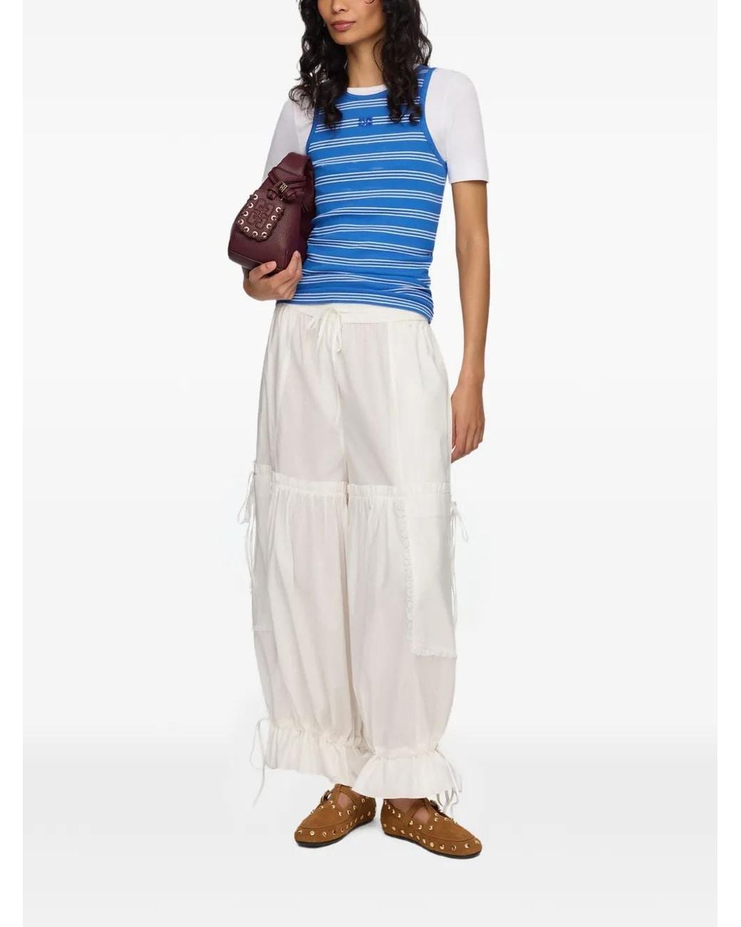 Ganni White Wide Trousers