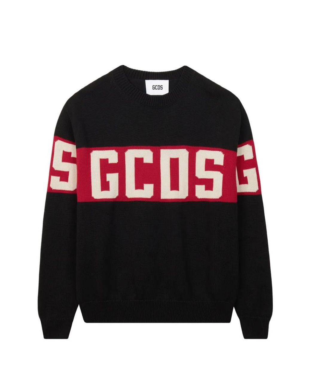 Gcds Black Band Logo Wool Sweater for men
