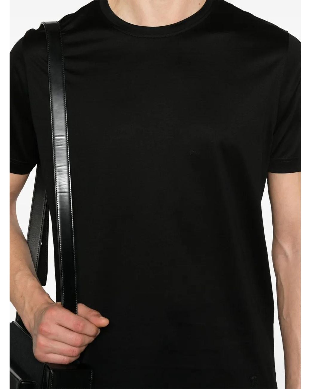 Corneliani Black Embroidered-Logo T-Shirt for men