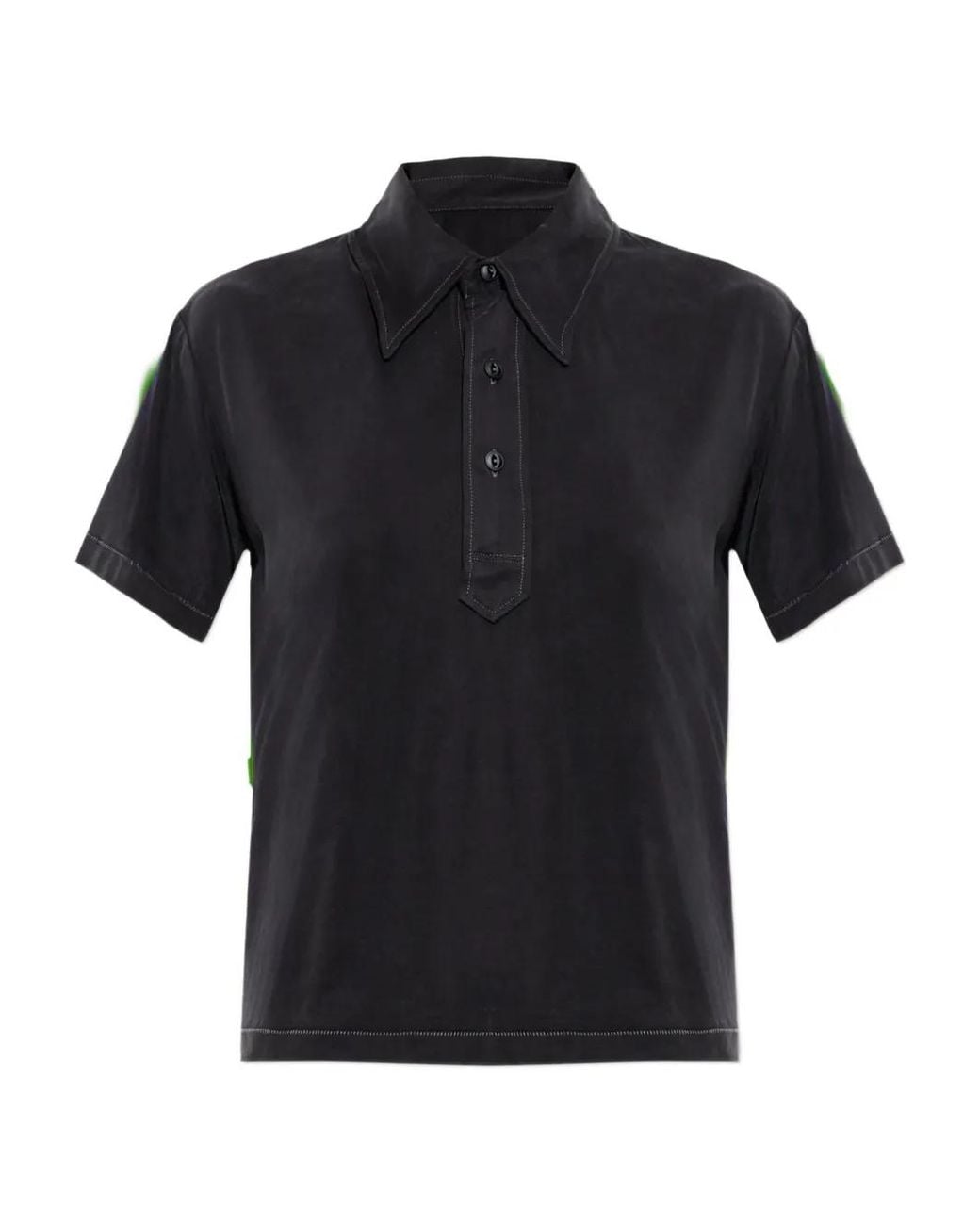 Maison Margiela Black Four Stitch-Detail Polo Top