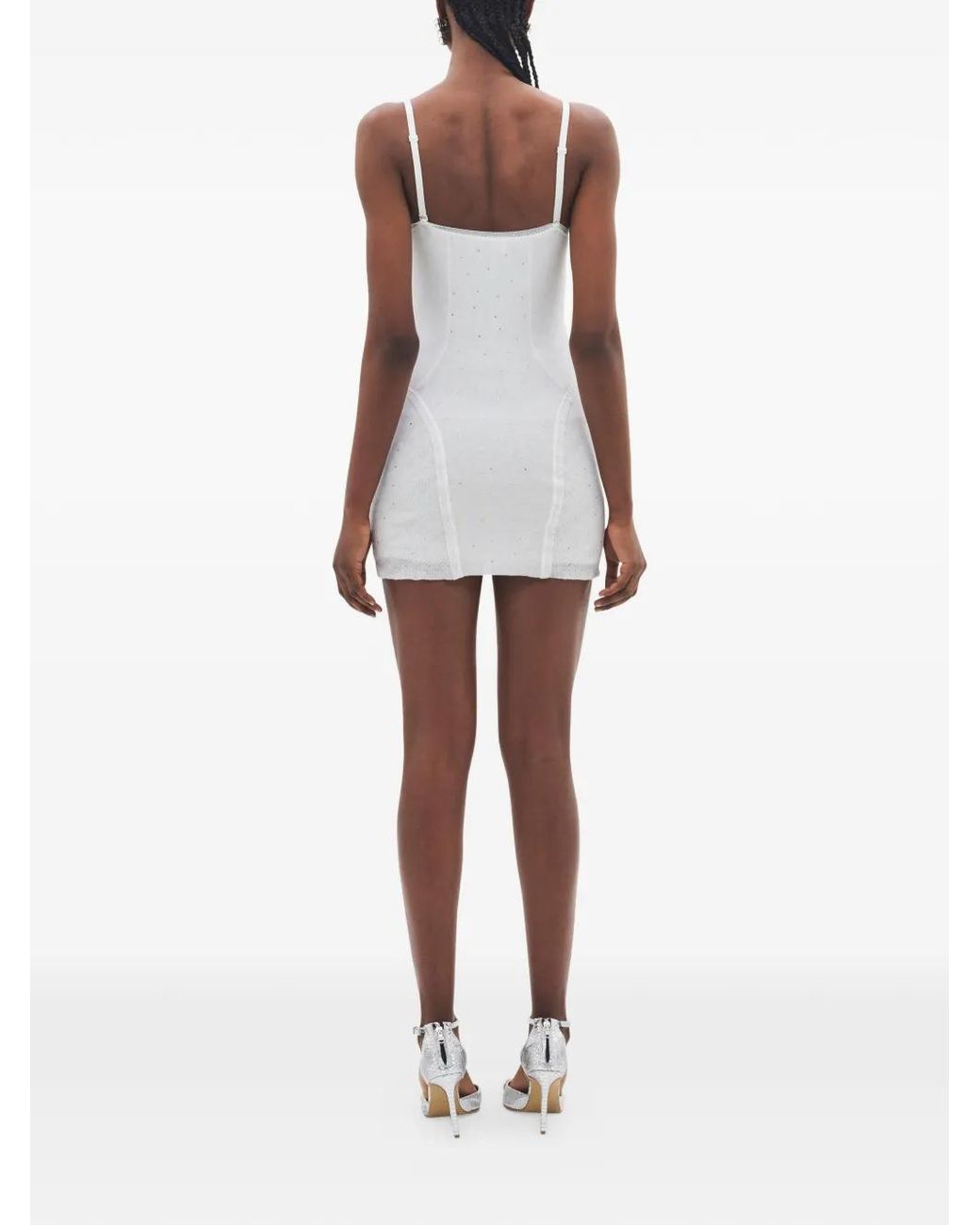 Area White Crystal-Embellished Mini Dress