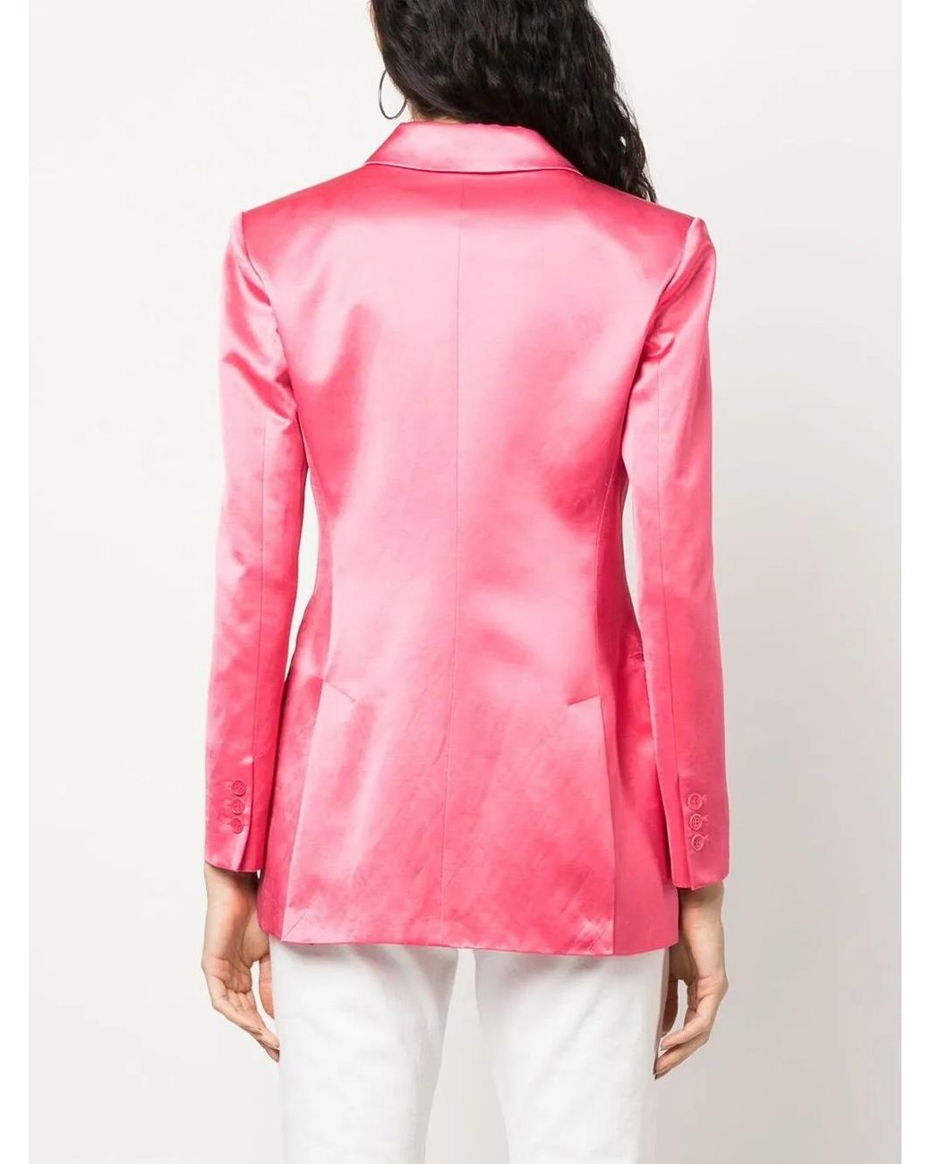 P.A.R.O.S.H. Pink Satin-Finish Double-Breasted Blazer