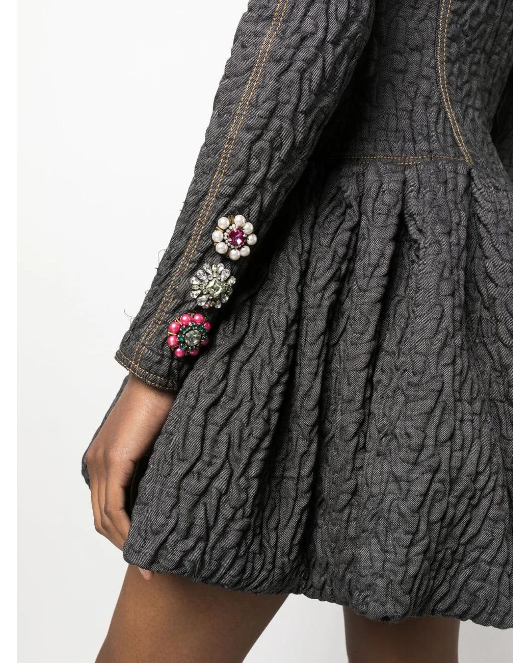 Moschino Black Crystal-Embellished Textured Minidress