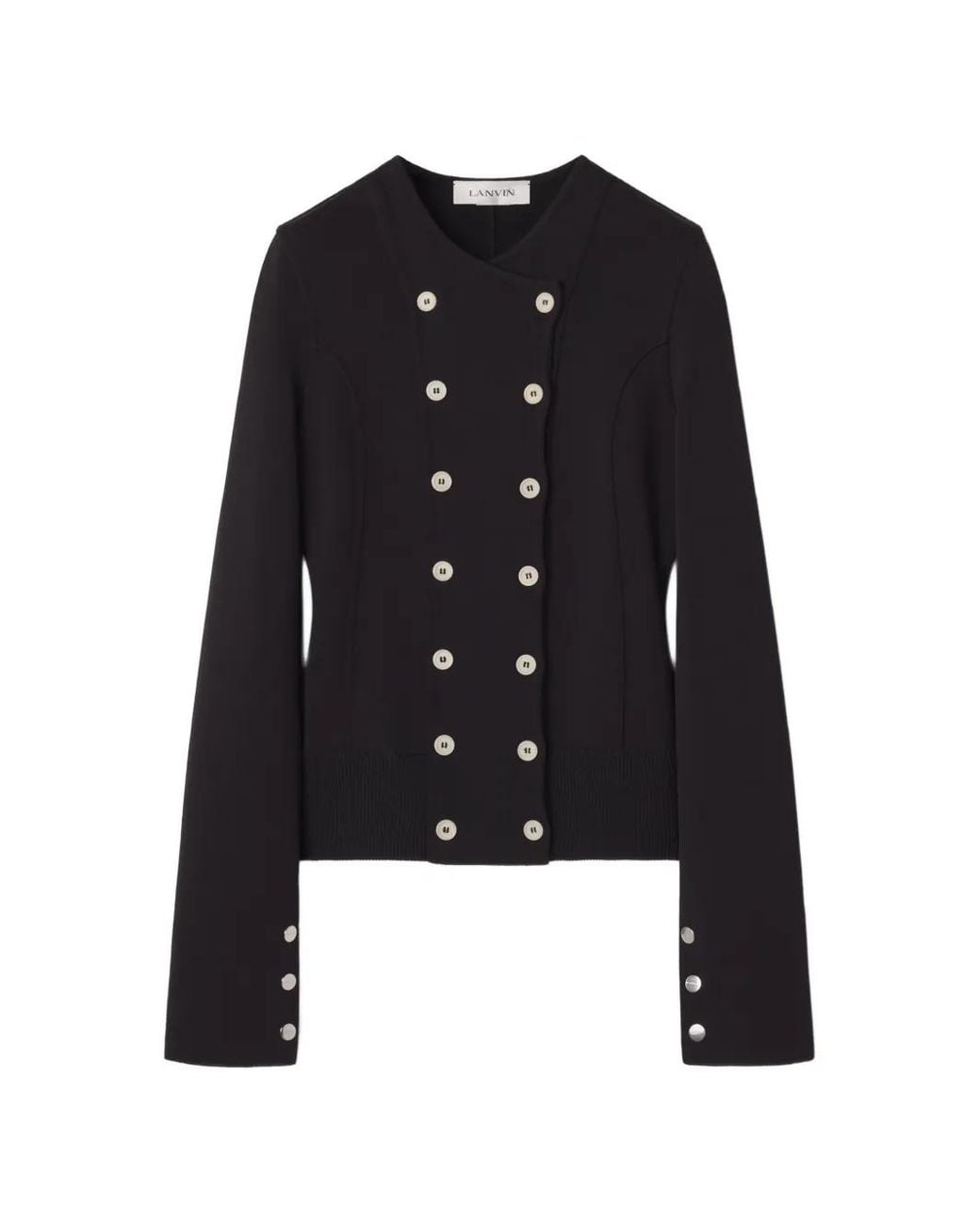 Lanvin Black Double-Breasted Ribbed-Trim Jacket