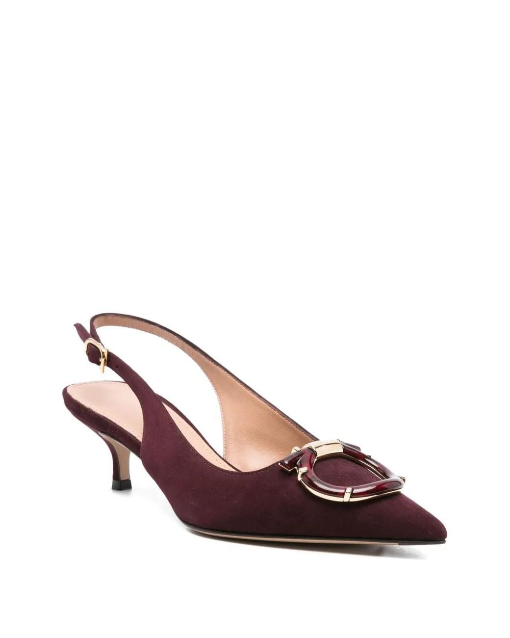 Ferragamo Brown Leather Slingback Pumps