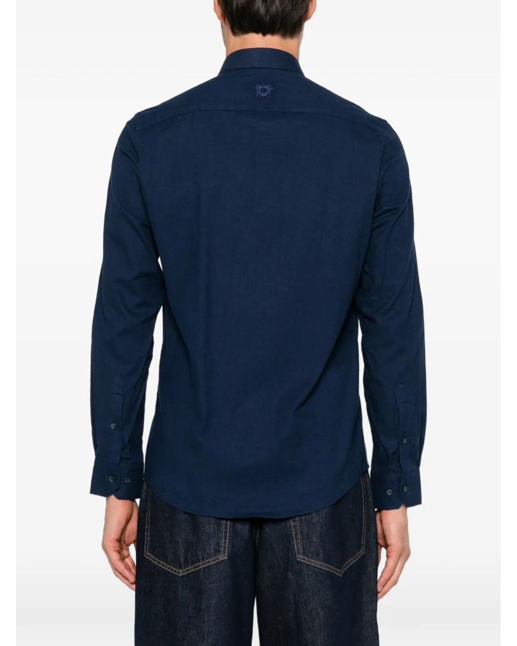 Carducci Blue Long-Sleeve Button-Down Shirt for men