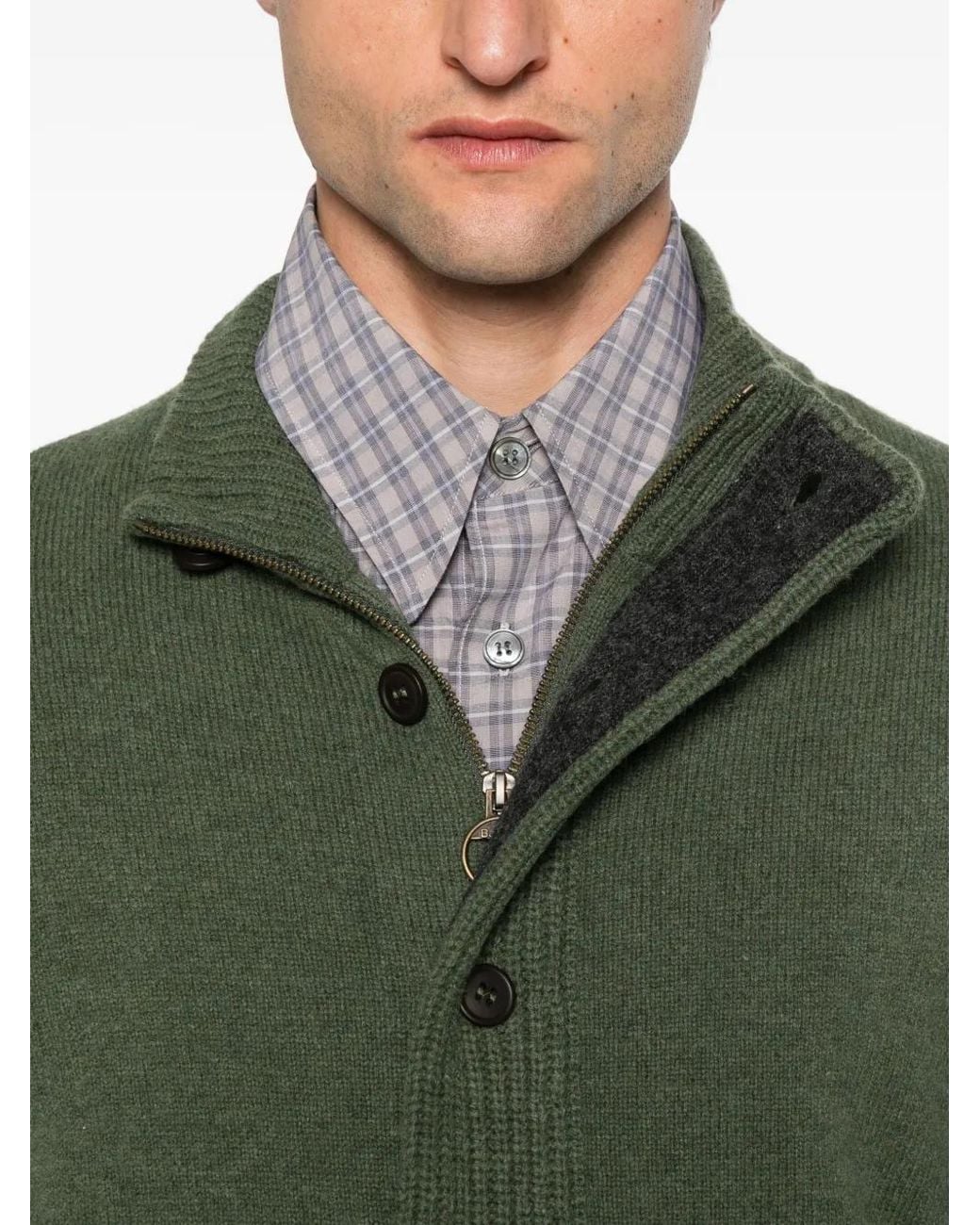 Barbour Green Elbow-Patch Cardigan for men
