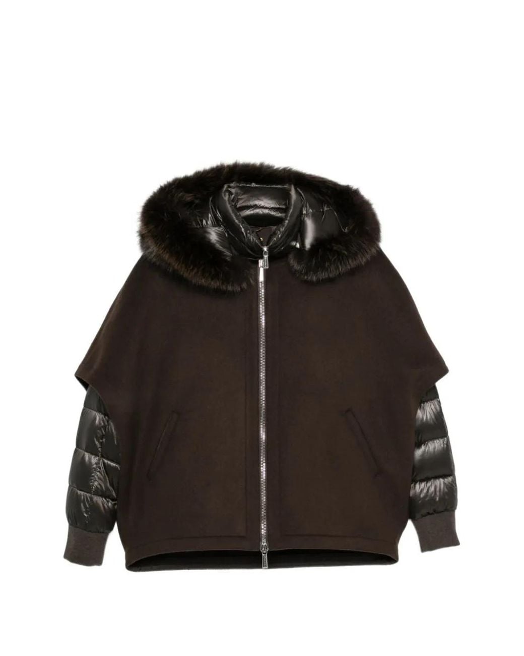 Moorer Black Pegaso Fur-Trim Jacket