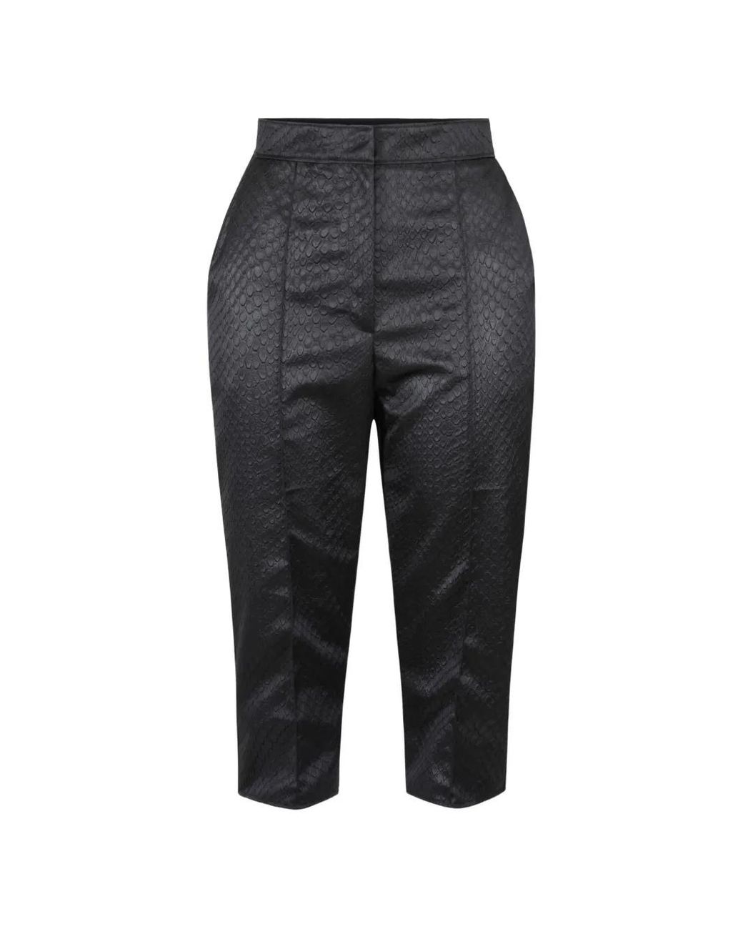 Elisabetta Franchi Black Taffeta Trousers With Fish Scale Pattern