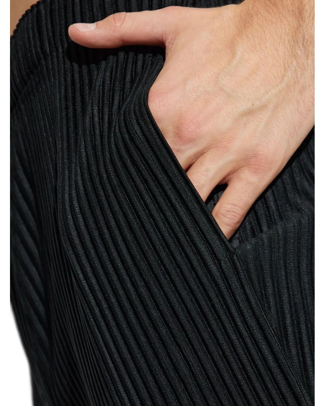 Homme Plissé Issey Miyake Black Pleated Trousers for men