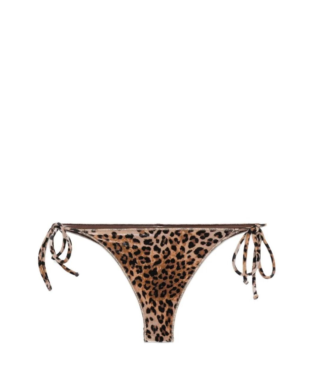 Mc2 Saint Barth Brown Marielle Overlock Animalier Lurex Brazilian Bikini Bottoms
