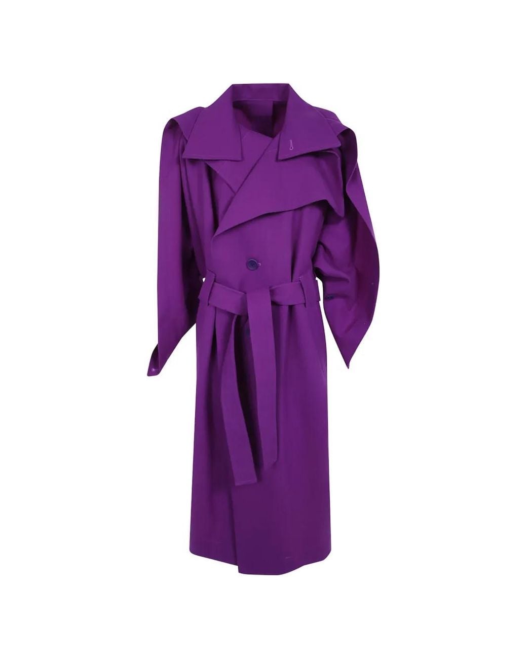 Issey Miyake Purple Belted Oversized Coat