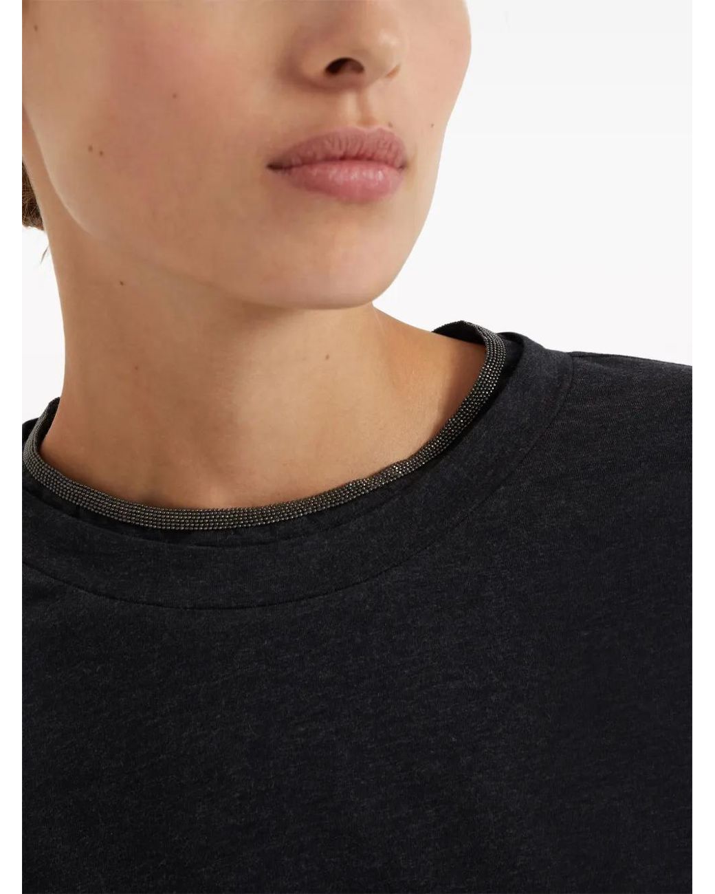 Brunello Cucinelli Blue Keyhole Detail T-Shirt