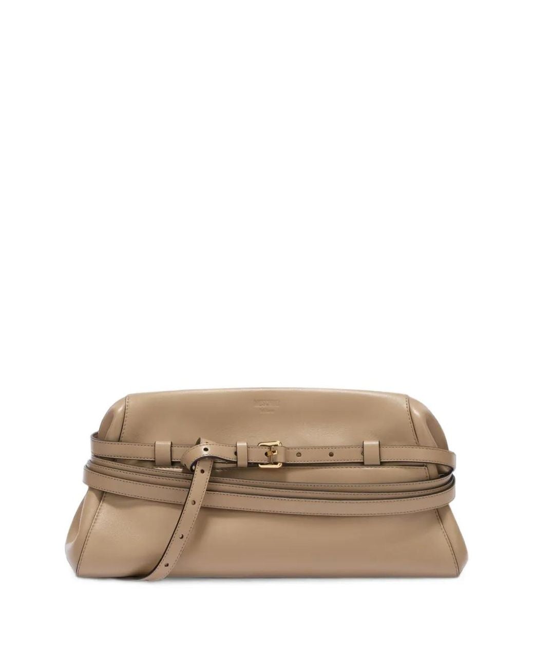 Moschino Brown Tie Me Clutch Bag