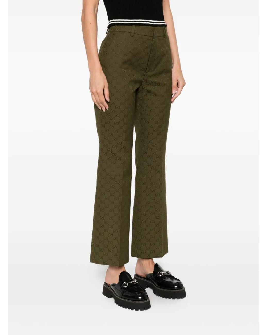Gucci Green Gg Monogram Trousers