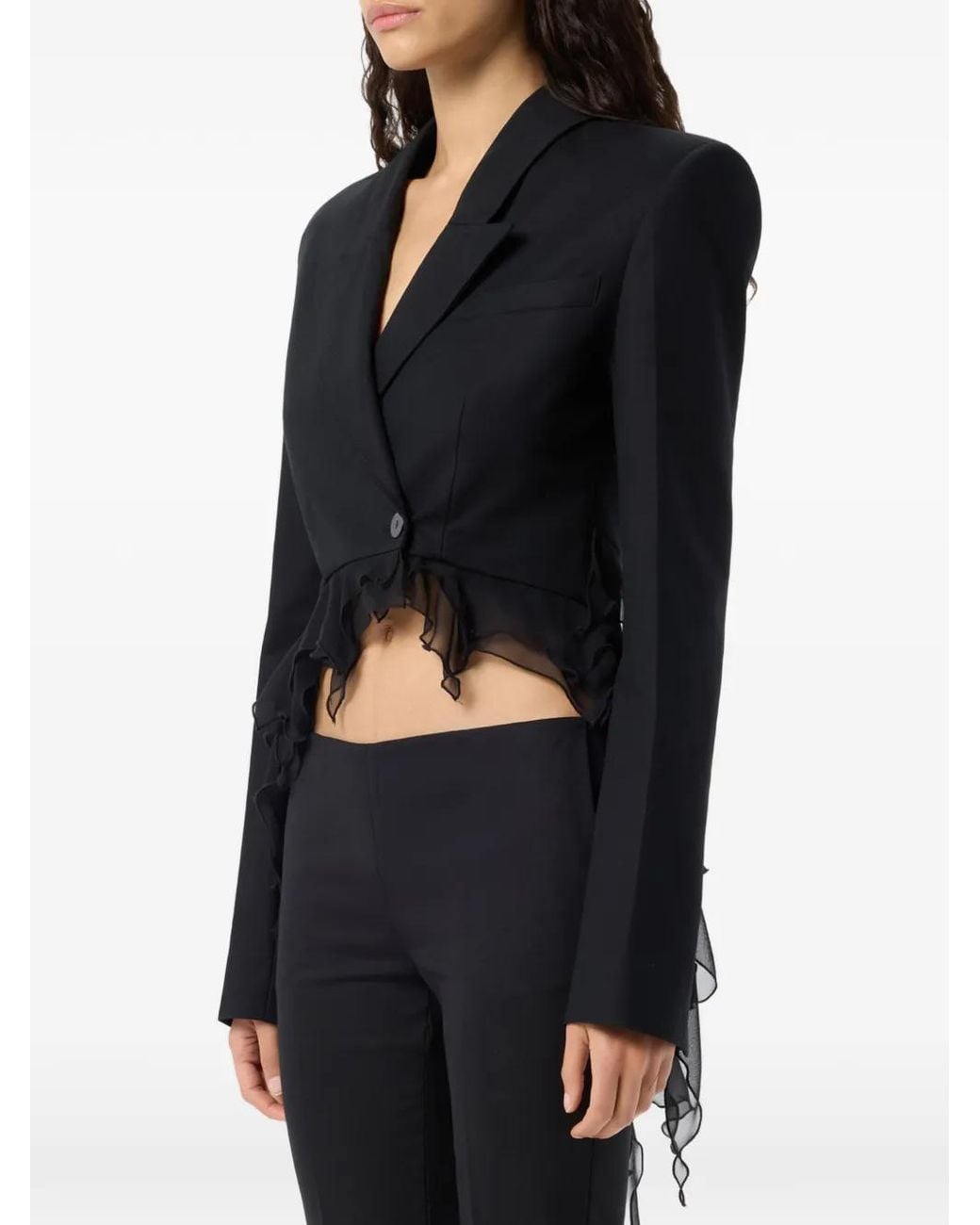 Blumarine Black Single-Breasted Asymmetric-Hem Blazer