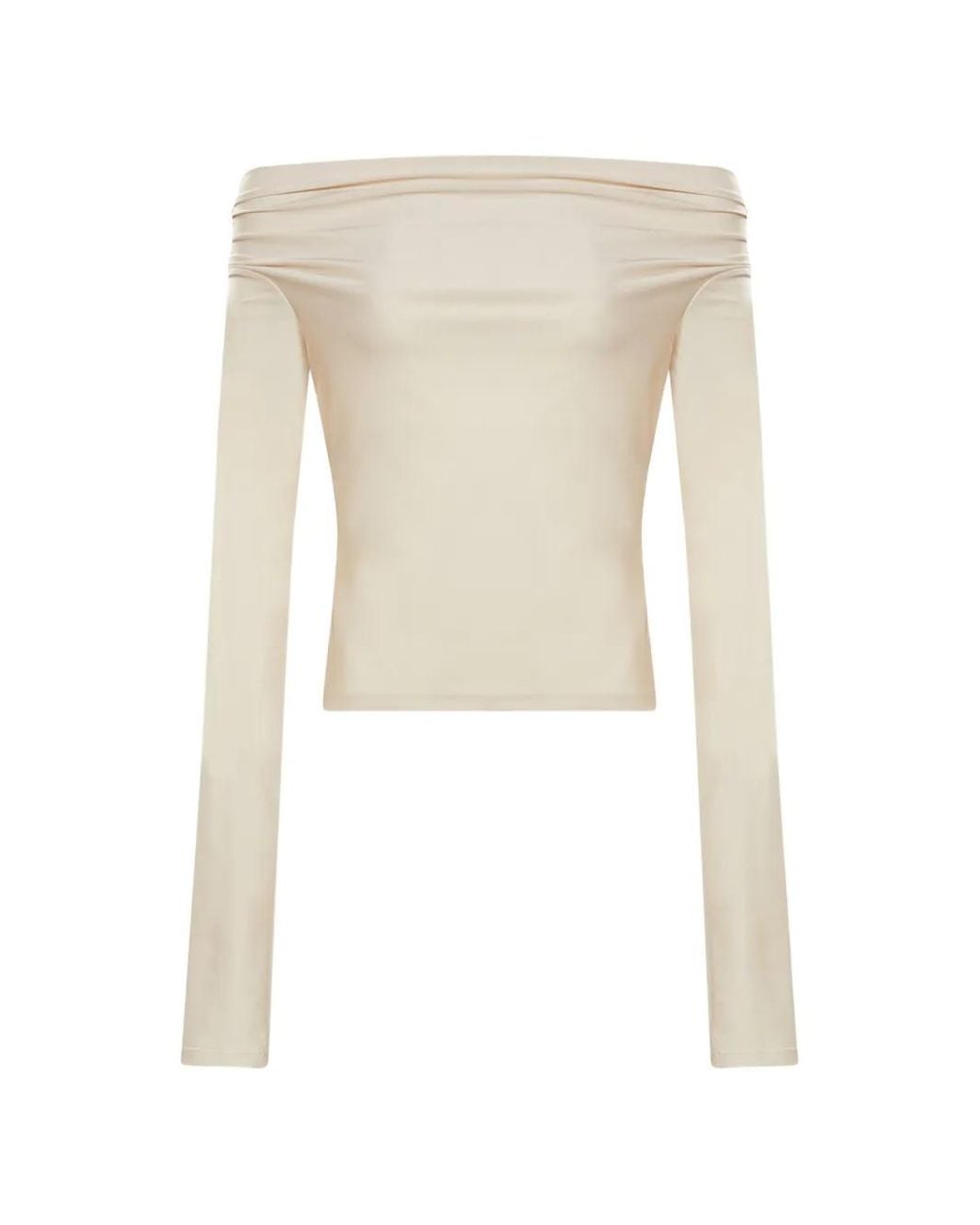 ANDAMANE White Off-Shoulder Ruched-Detail Top