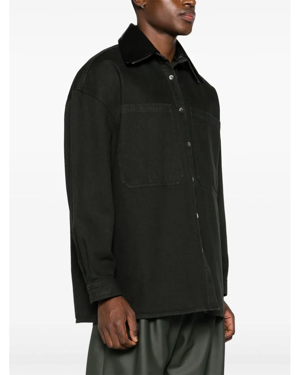 Nanushka Black Detachable-Collar Denim Jacket
