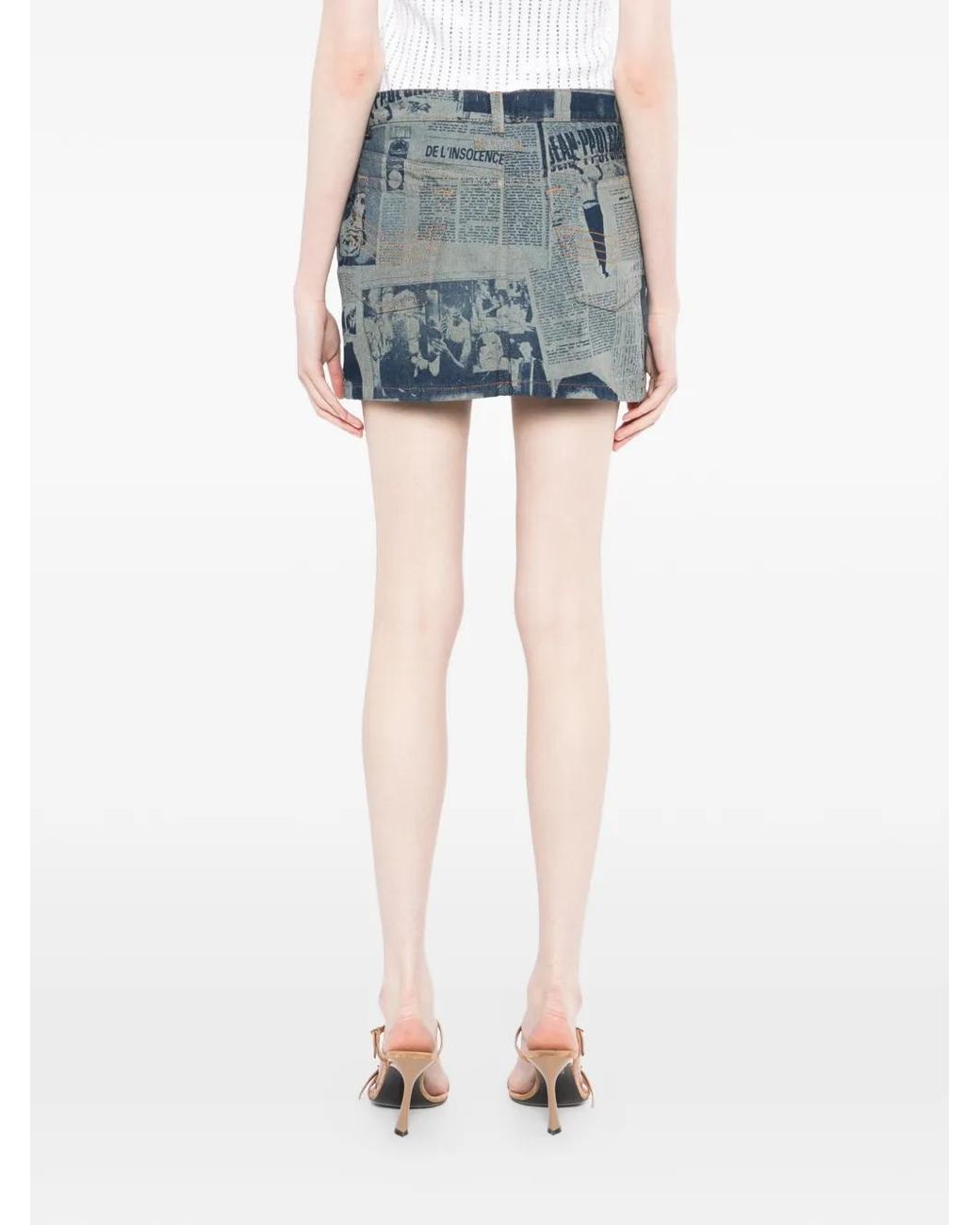 Jean Paul Gaultier Blue Newspaper Print Mini Skirt