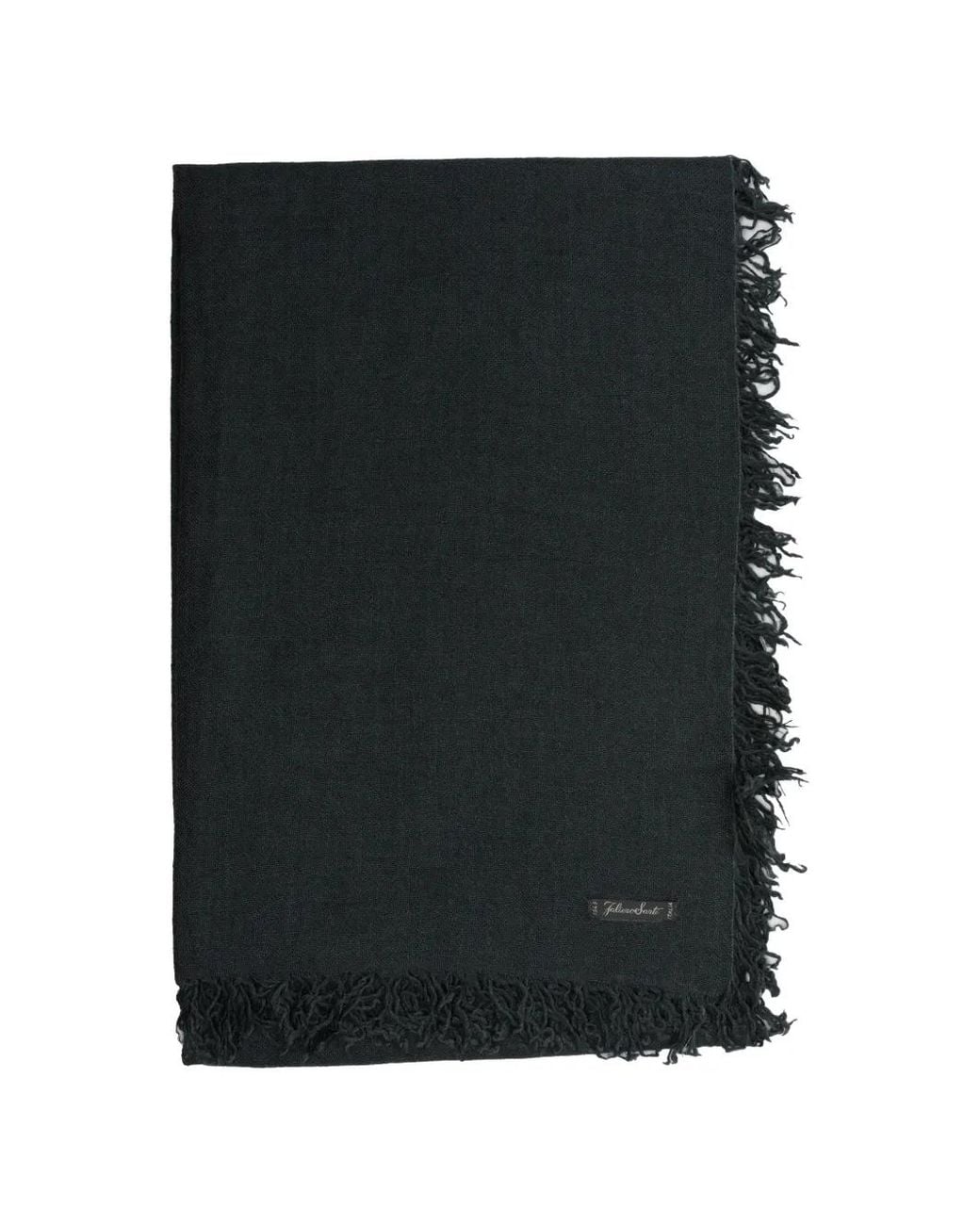 Faliero Sarti Black Enrica Fringed-Edge Scarf