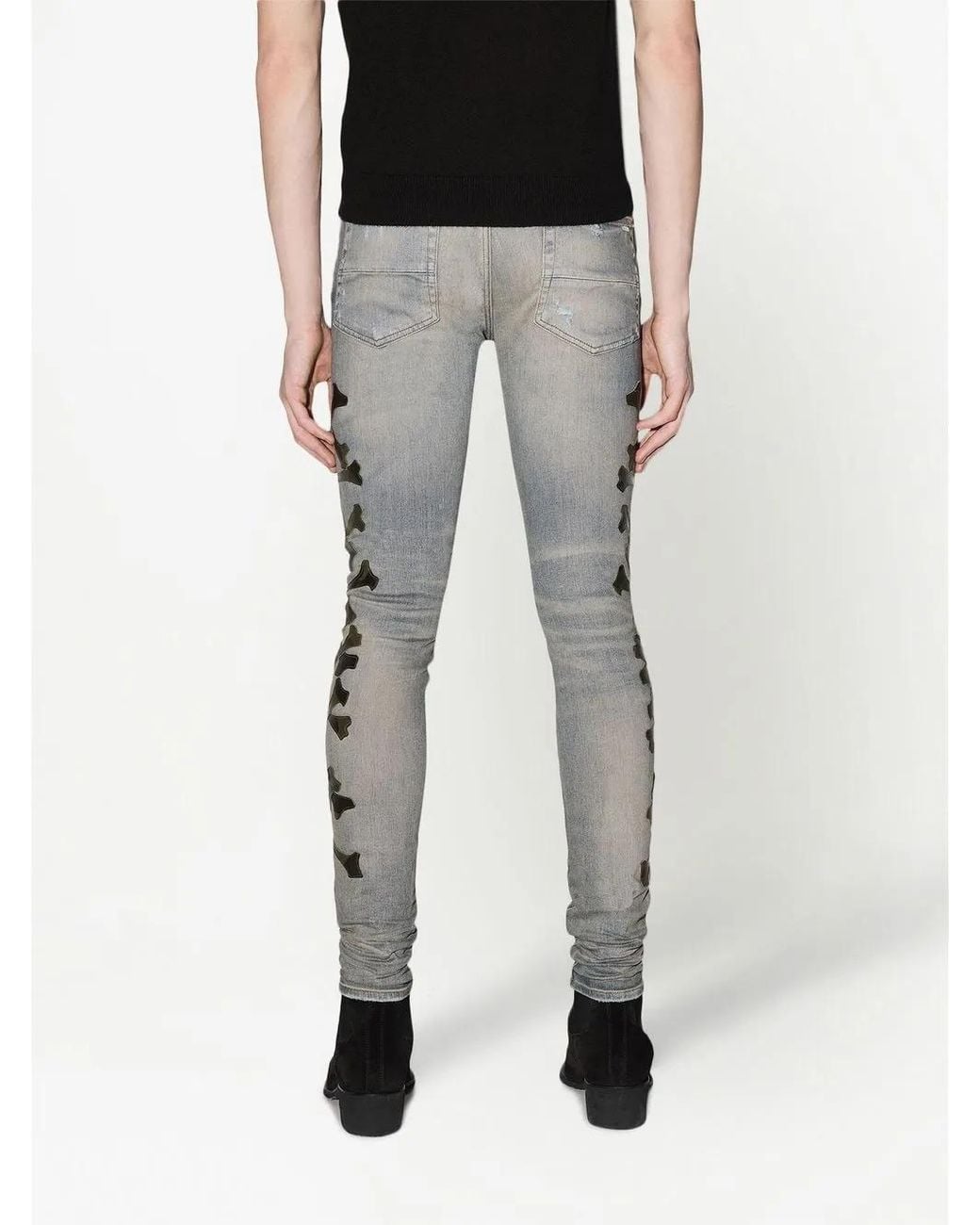 Amiri Blue Camo Bones Skinny Jeans for men