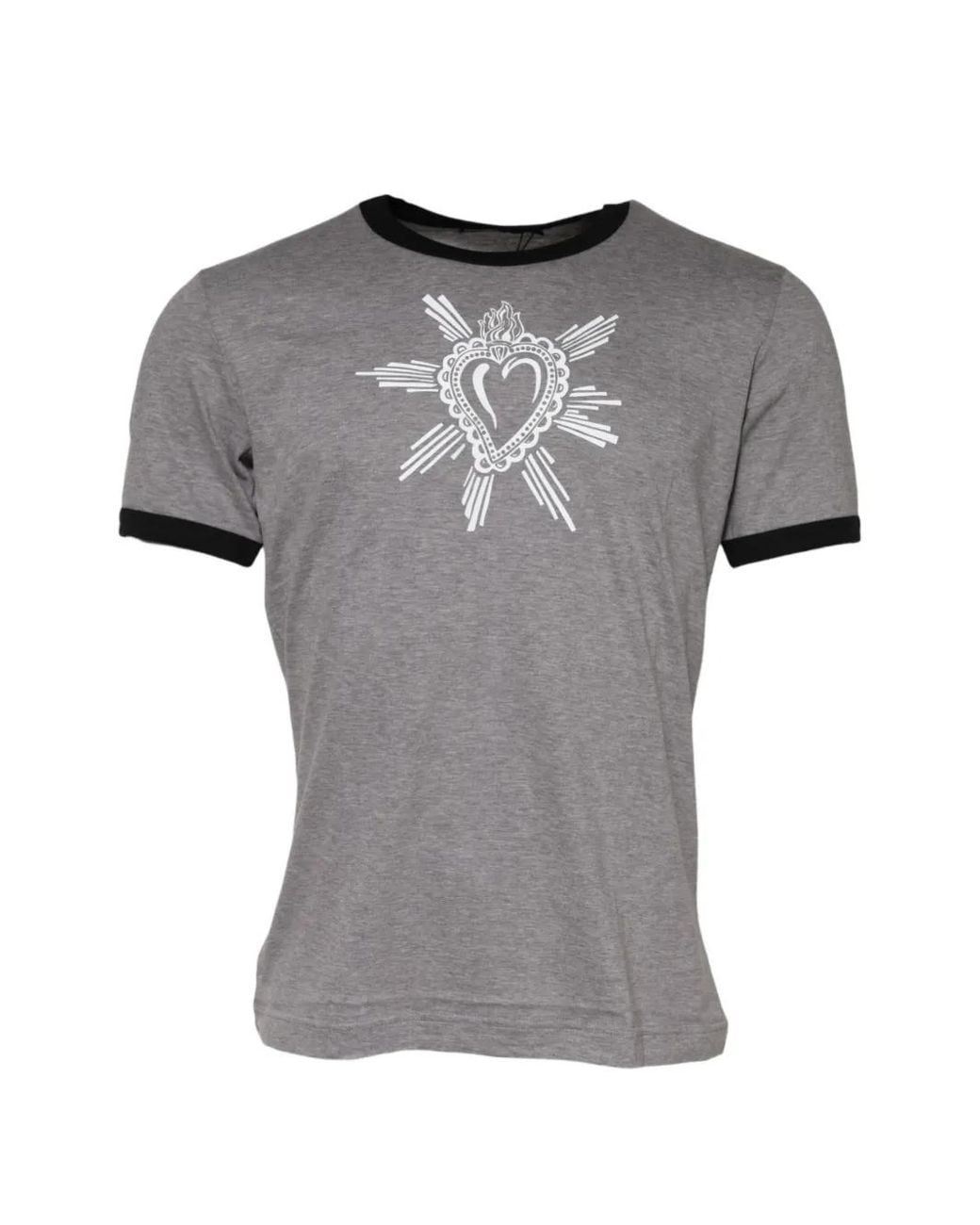 Dolce & Gabbana Gray Sacred Heart Graphic-Print T-Shirt for men