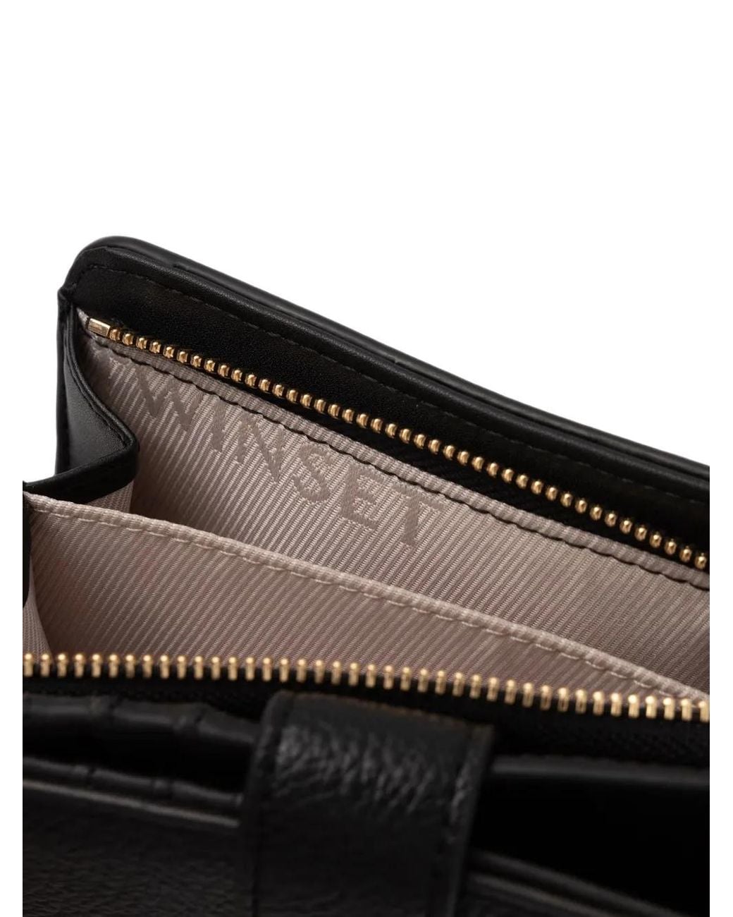 Twinset Black Logo-Plaque Pebbled-Effect Wallet