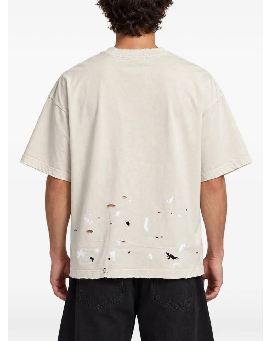WARMAN White Distressed Graphic-Print T-Shirt for men