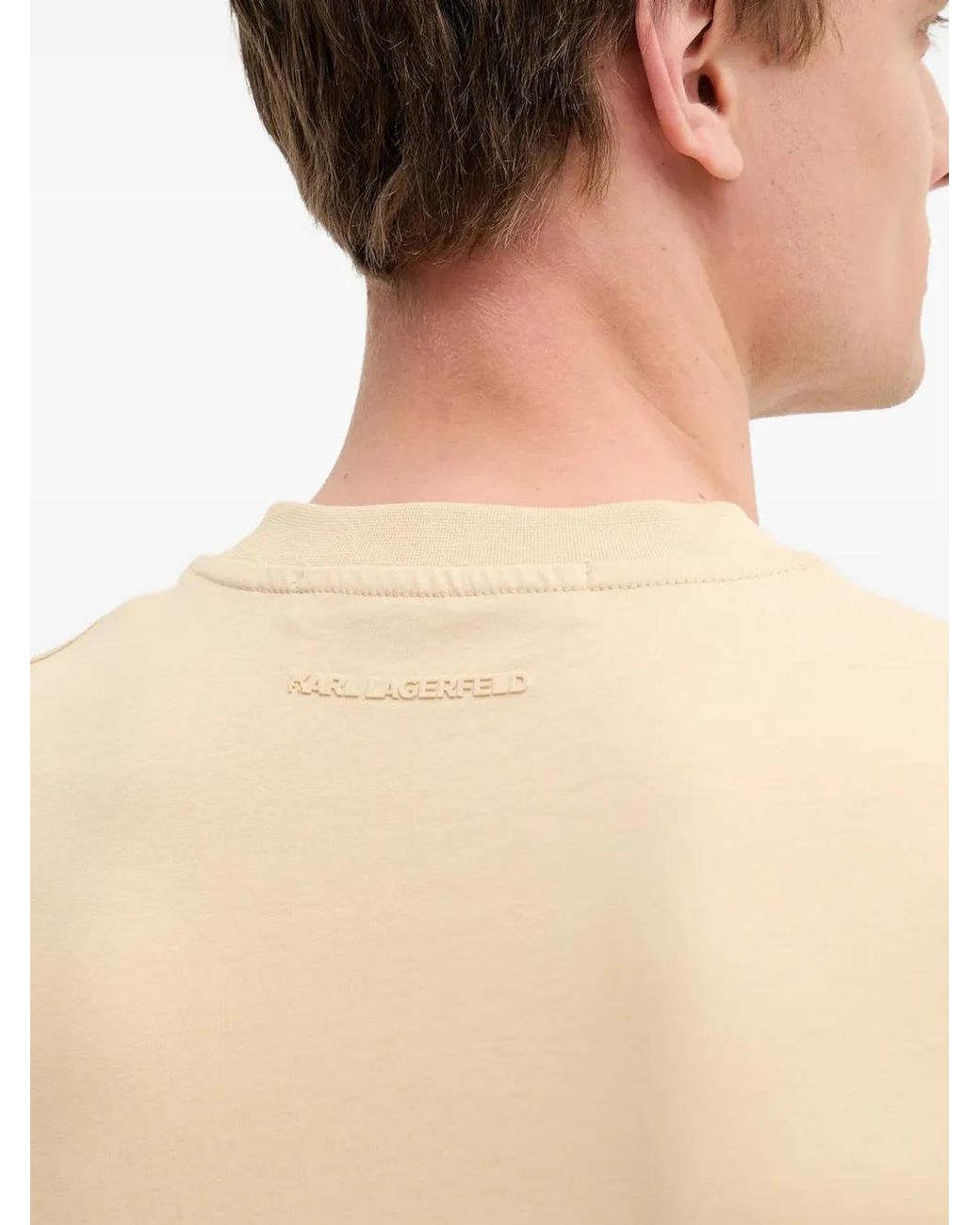 Karl Lagerfeld Natural Logo-Detail Cotton T-Shirt for men