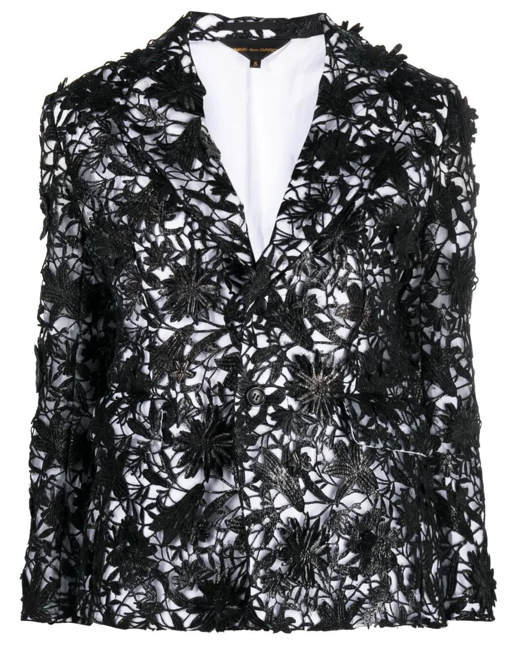 Comme des Garçons Black Floral-Lace Single-Breasted Blazer