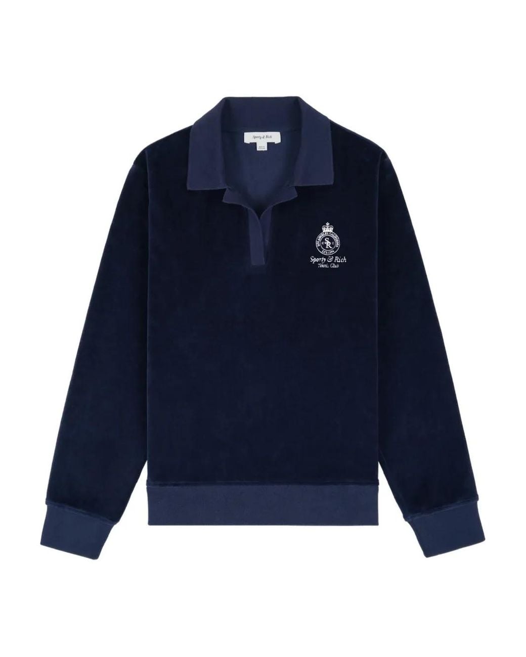 Sporty & Rich Blue Collared Embroidered Sweater