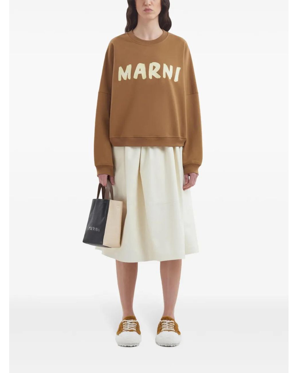 Marni Black Leather Museo Mini Bag With Mending Embroidery