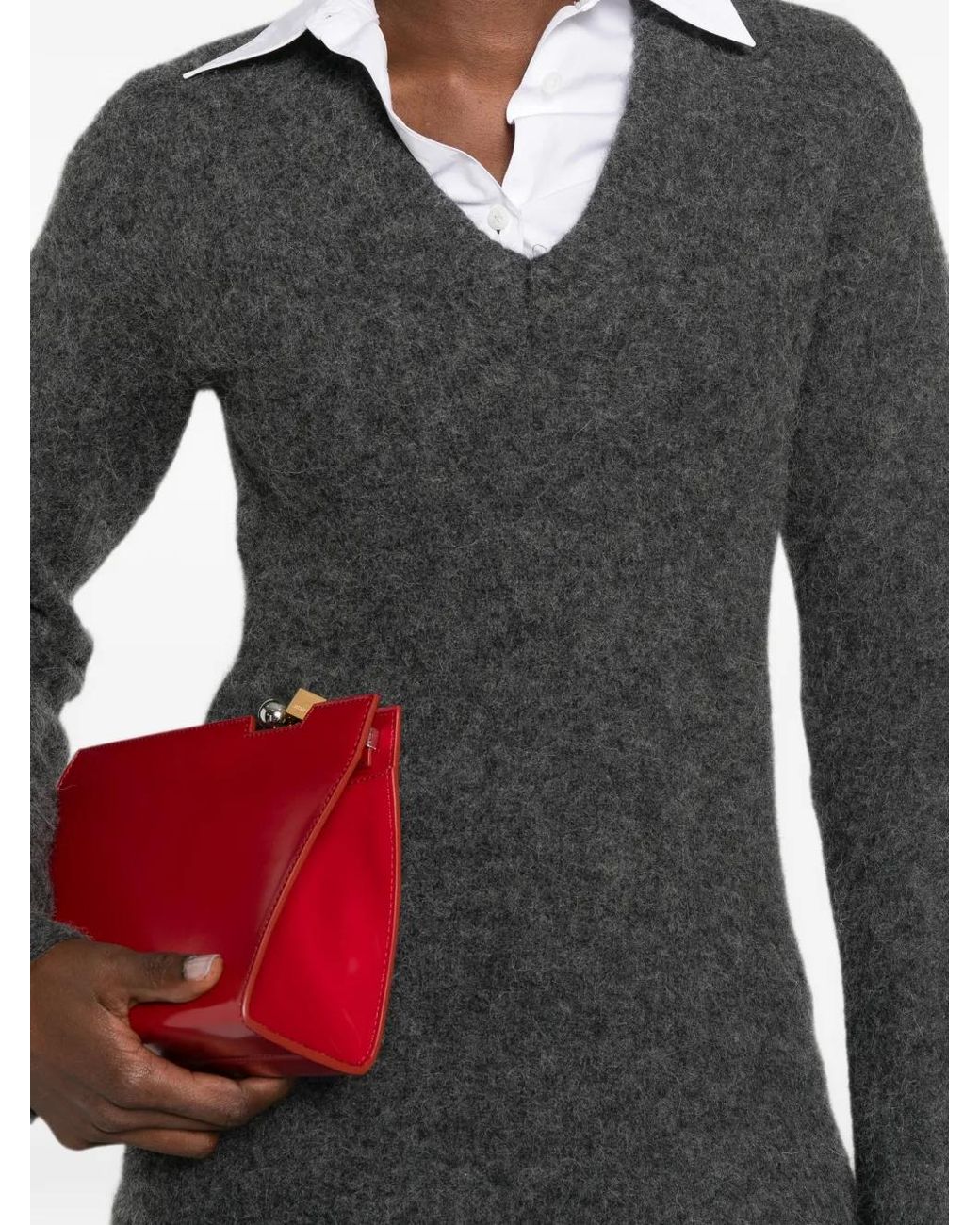 Thelatest Gray Eleonora V-Neck Alpaca-Wool Sweater