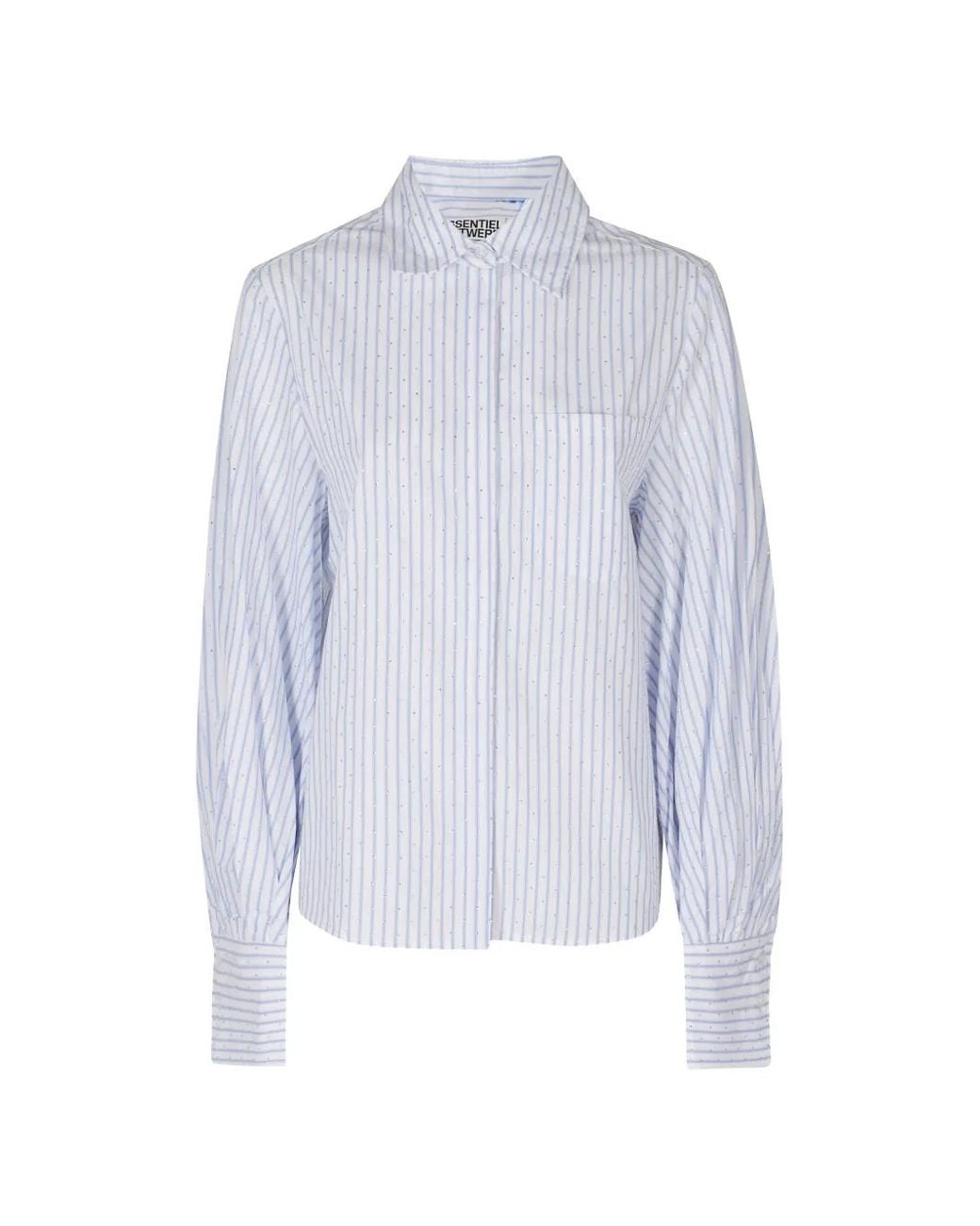 Essentiel Antwerp Blue Kalmia Striped Rhinestone-Embellished Shirt