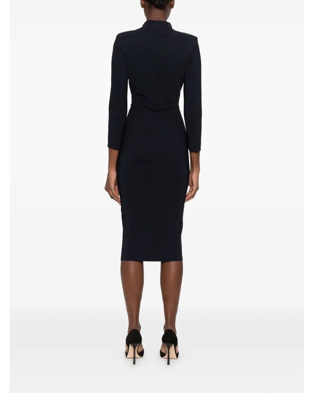 La Petite Robe Di Chiara Boni Blue Ruched Long-Sleeve Dress