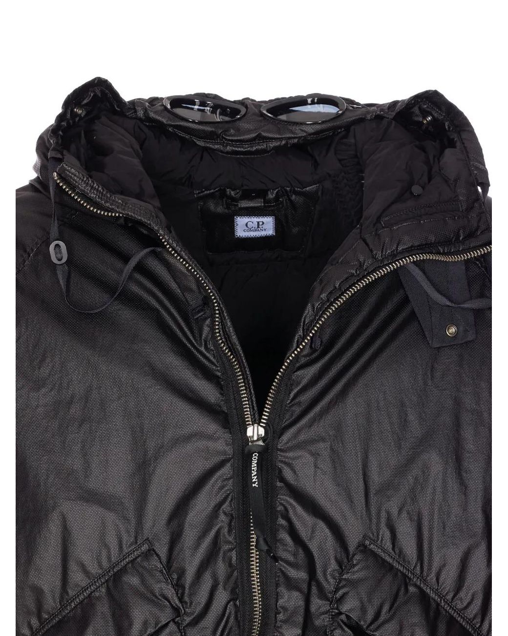 C P Company Black Lens-Detail Hooded Jacket for men