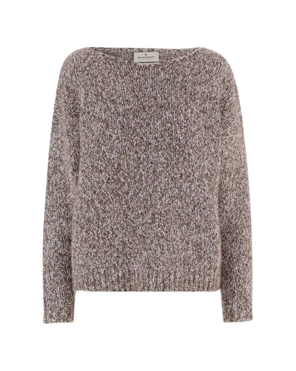 Bruno Manetti Gray Crew-Neck Chunky-Knit Sweater