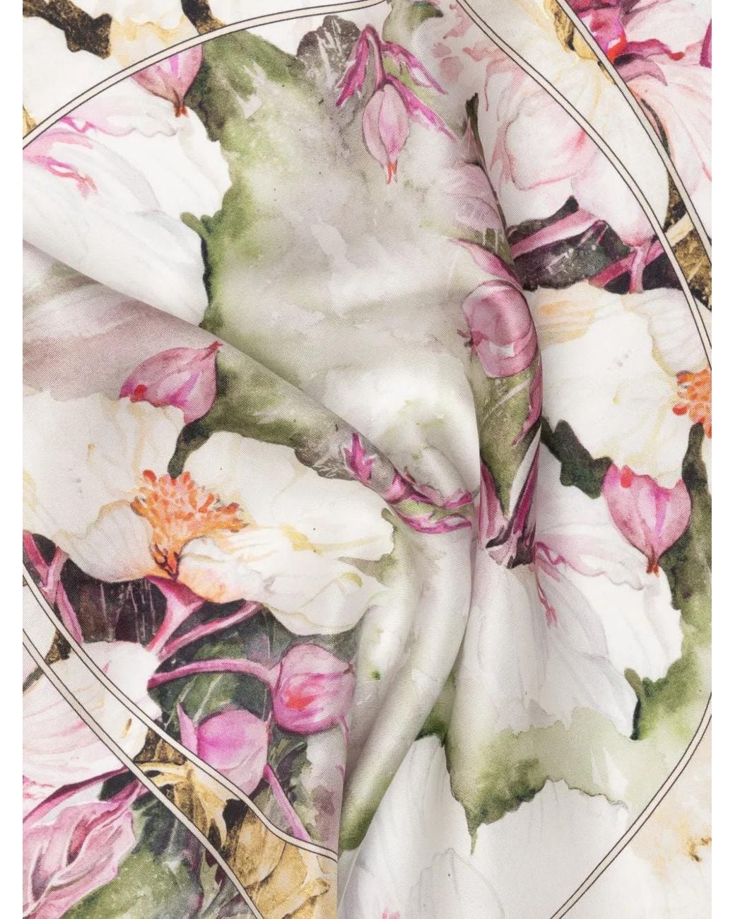Elizabetta Pink Odetta Floral-Print Silk Scarf