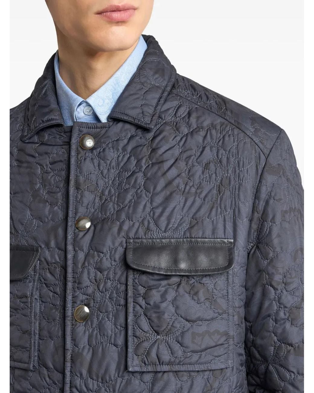 Etro Black Quilted Jacket With Pockets for men