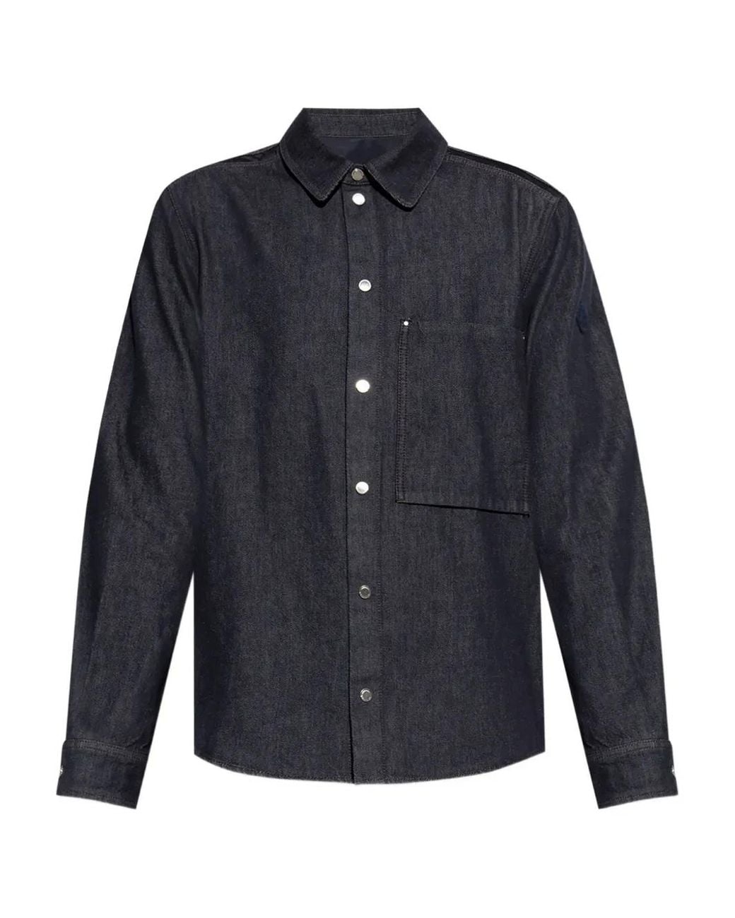 Moncler Blue Denim Long-Sleeved Shirt for men