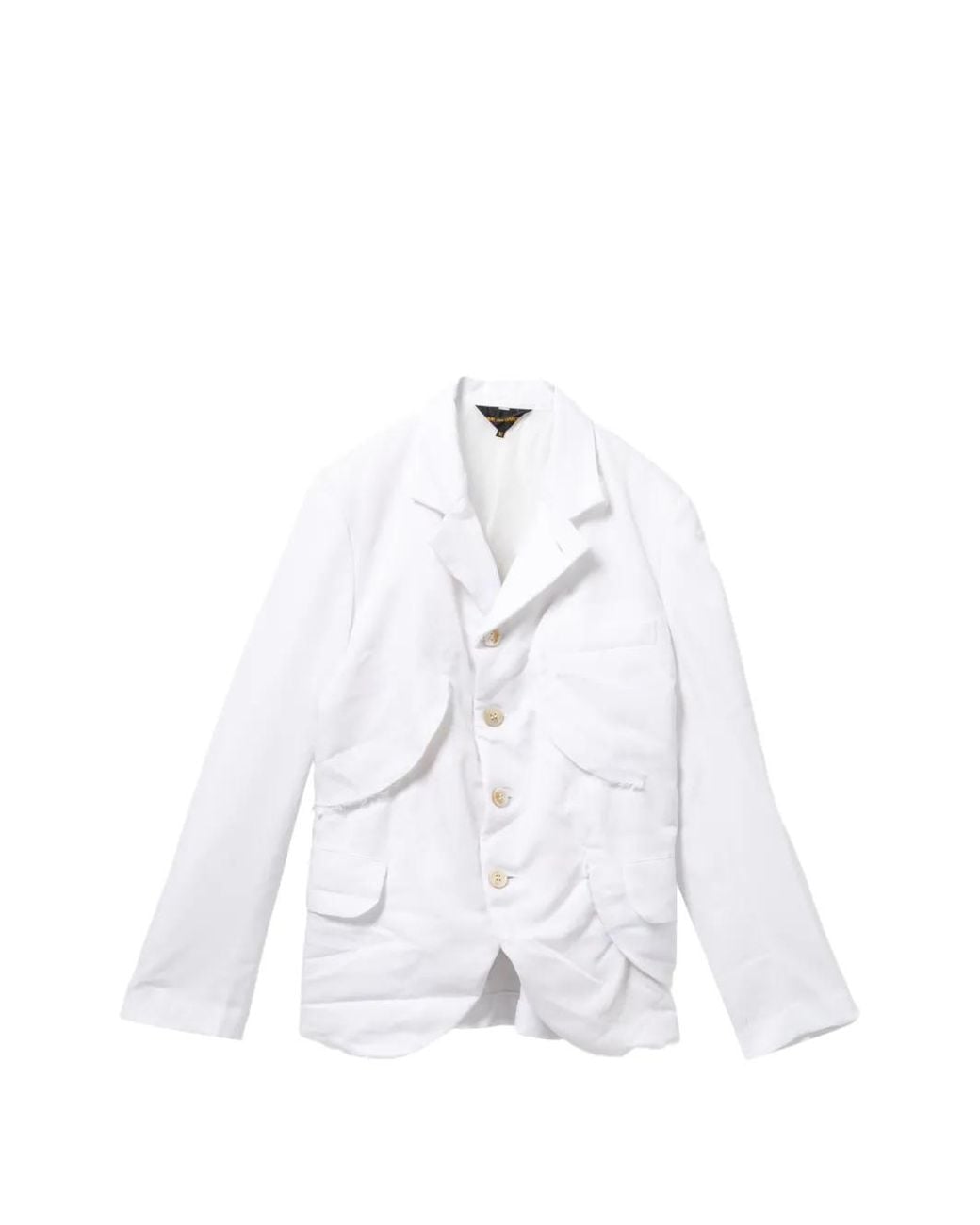 Comme des Garçons White Notched Lapels Buttoned Jacket