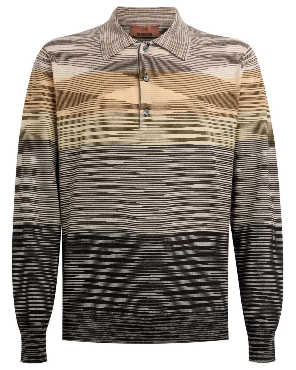 Missoni Gray Slub Wool Polo Shirt for men