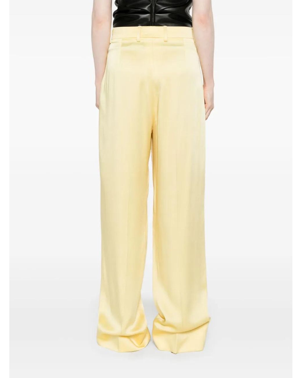 Stella McCartney Yellow Low-Rise Wide-Leg Trousers