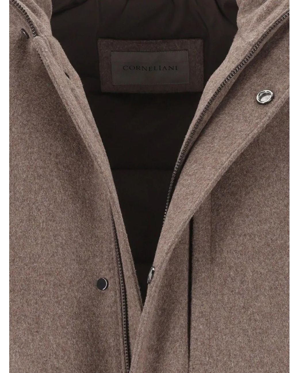 Corneliani Brown High-Neck Single-Breasted Coat for men